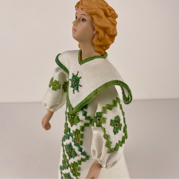 Vintage handmade angel decorative doll with hand embroidered gown, holiday decor - Picture 3 of 9